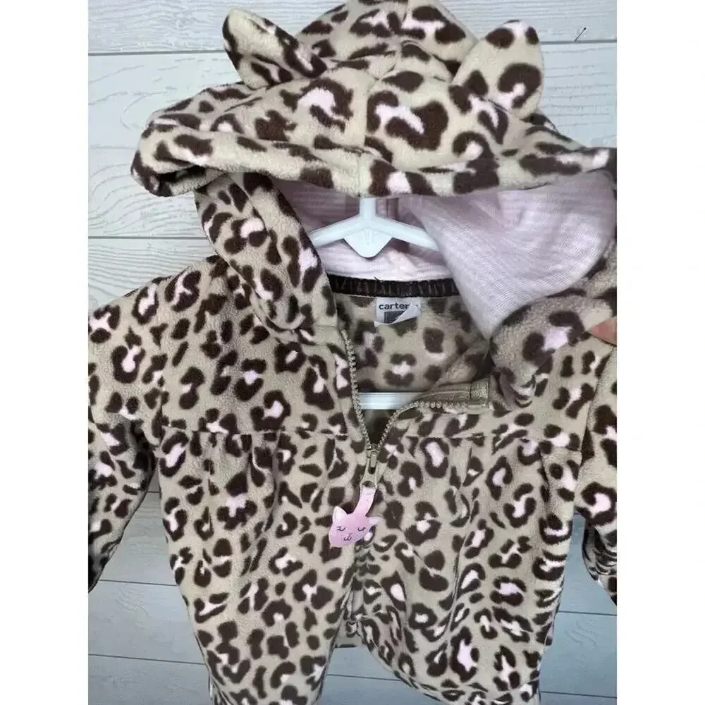 Carter’s fleece Cheetah jacket & brown pants Size 6 months